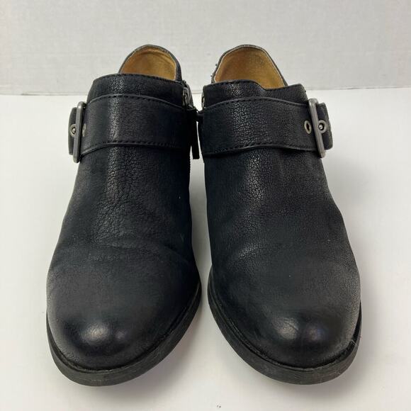 Sofft Sz 8 Alvie Black Leather Ankle Booties Large Buckle Western 90s Grunge - Picture 2 of 16